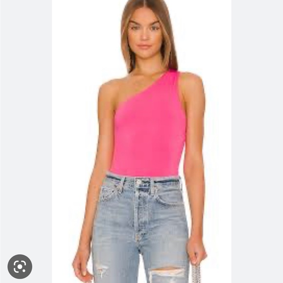 Sugar Rain Stretchy Barbie Pink One Shoulder Bodysuit Size M/L - Picture 3 of 11